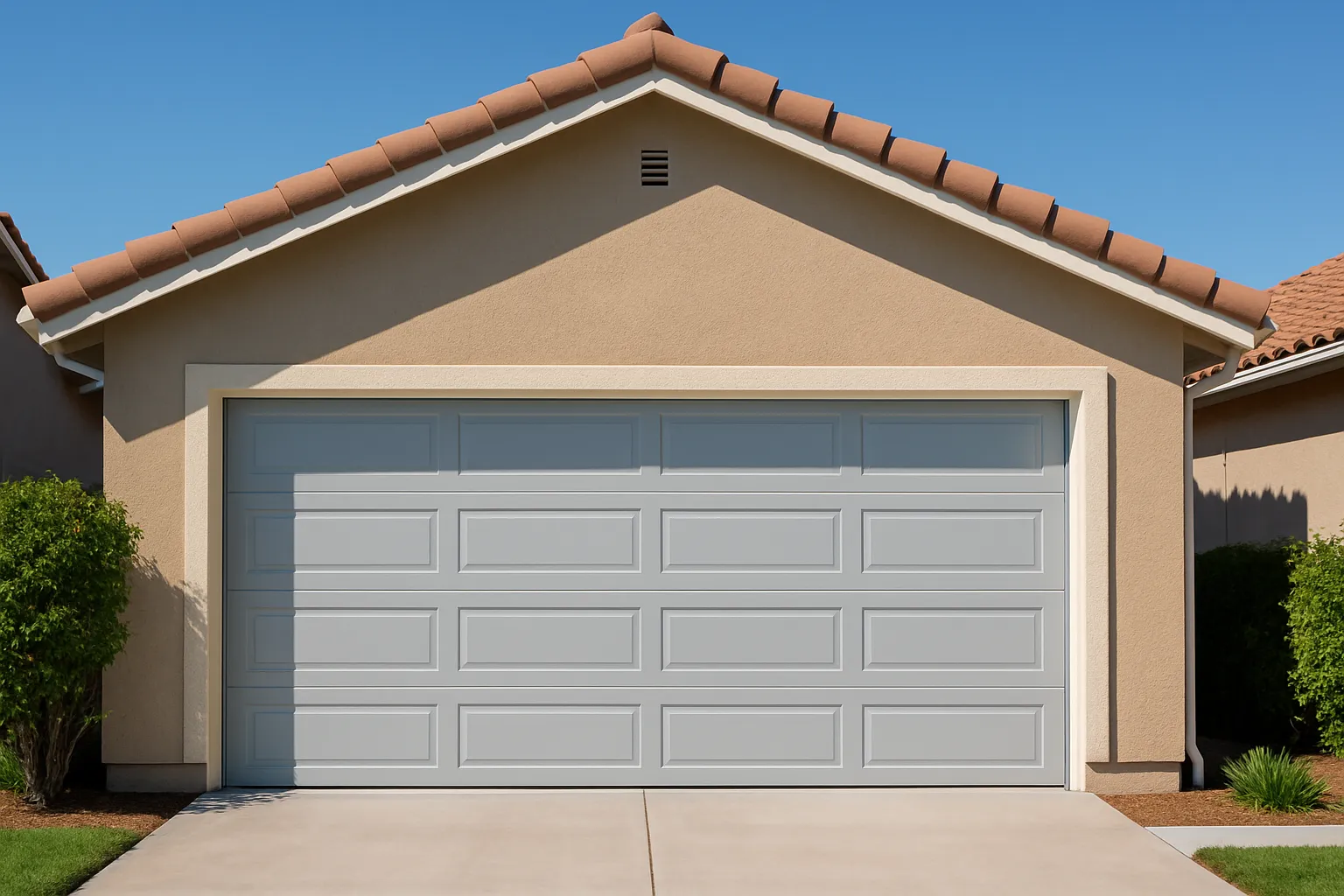newly installed garage door on a Southern California home