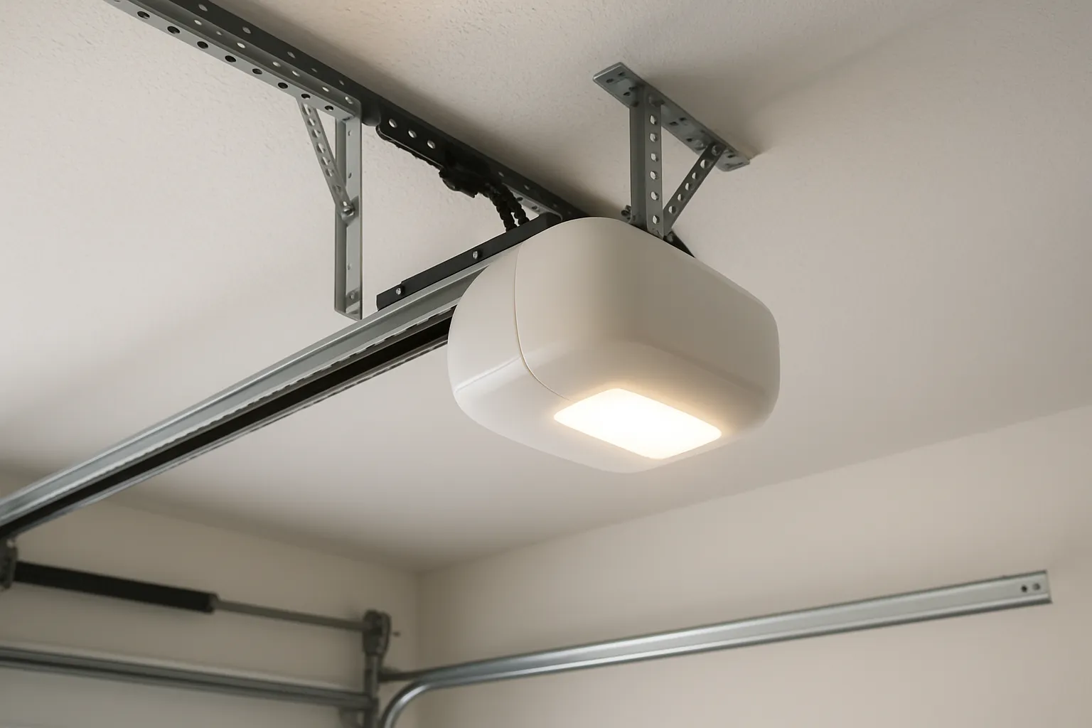 ceiling-mounted garage door opener with battery backup